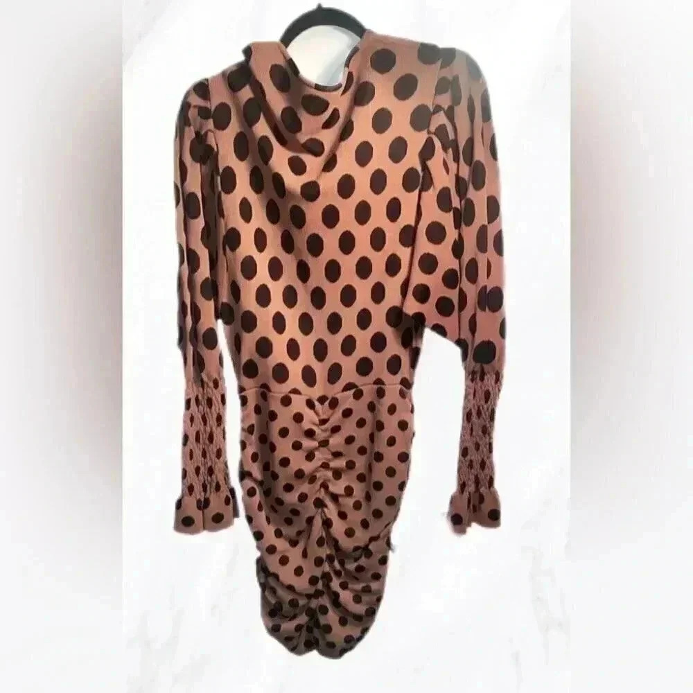 Zara “blogger favourite” draped polka dot scrunch long sleeve dresss S - Picture 3 of 5